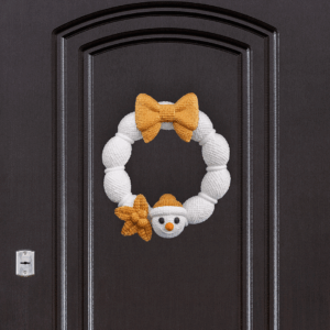 Hóember- Koszorú ajtódísz