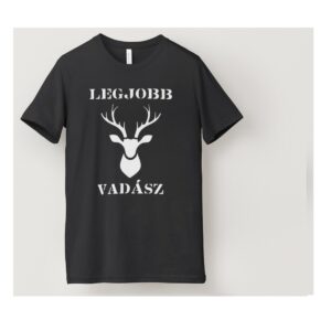 Fekete Legjobb Vadász póló szarvas grafikával