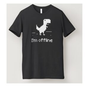 Fekete I'm Offline pixel dinó póló