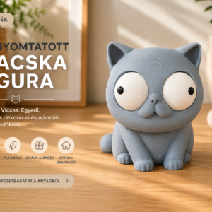 3D nyomtatott dülledt szemű macska figura