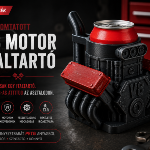 3D nyomtatott V8 motoros söröskorsó / doboztartó