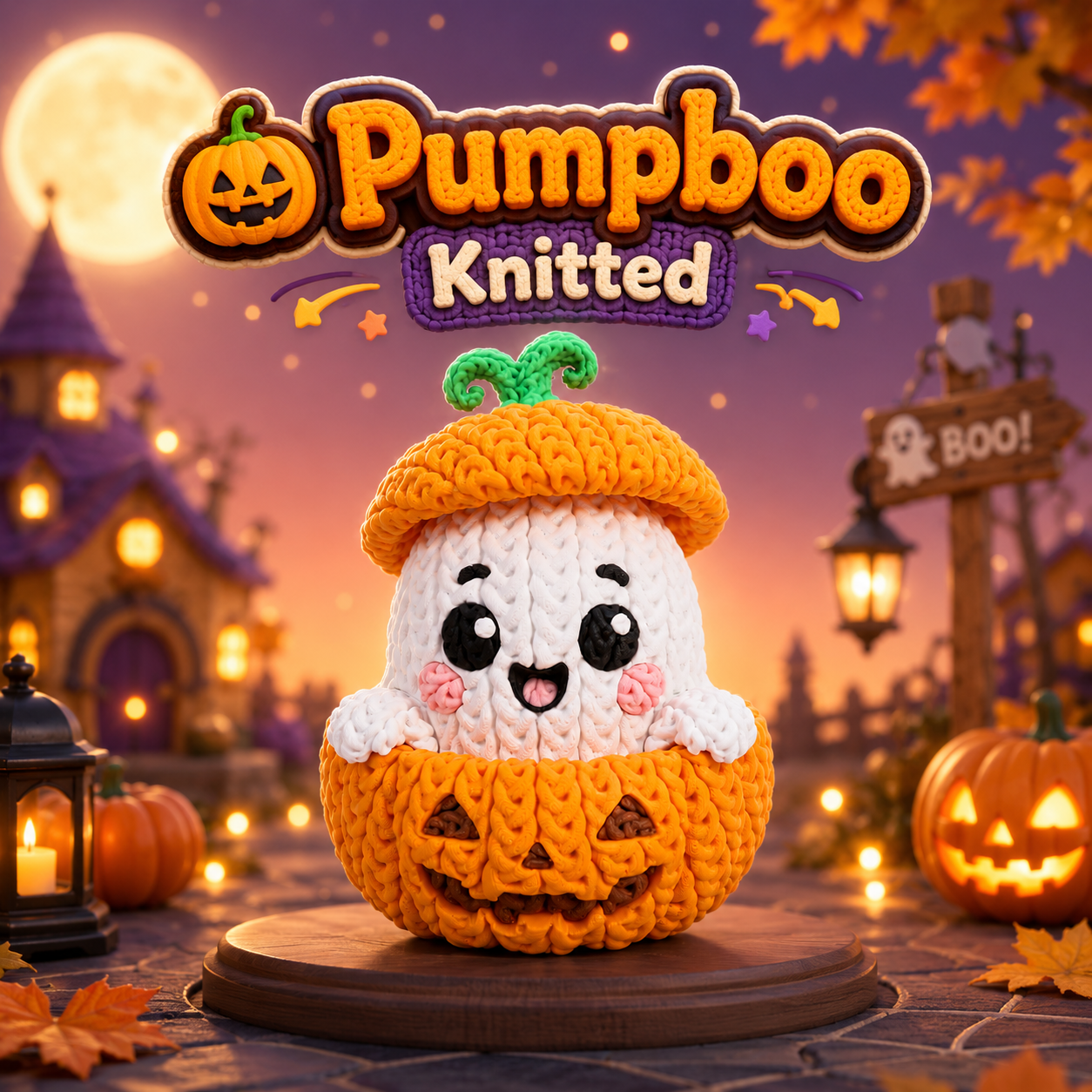 3D nyomtatott Halloween szellem figura, választható horgolt hatású vagy sima felülettel, színválasztékkal – Halloween szellem tökben, életkép / promó